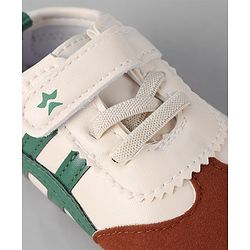 Cute Walk by Babyhug Velcro Closure Booties - White & Brown