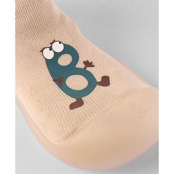 Cute Walk by Babyhug Slip On Printed Socks Shoes - khaki