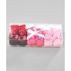 Cute Walk by Babyhug Ankle Length Socks Bow Applique Pack of 3 - Red & Pink