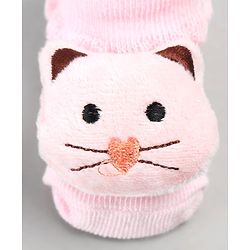 Cute Walk by Babyhug Sock Shoes with Cat Applique - Pink