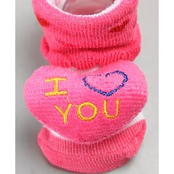 Cute Walk by Babyhug Sock Shoes with Heart Applique - Pink
