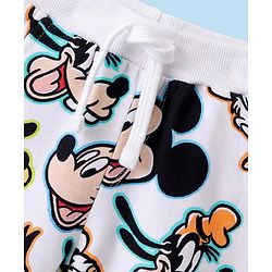 Babyhug Disney 100% Cotton Knit Single Jersey Full Length Lounge Pants With Mickey Mouse Print - White