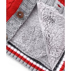 Babyhug Knitted Full Sleeves Front Open Hooded Sweater with Cable Knit Design- Grey & Orange