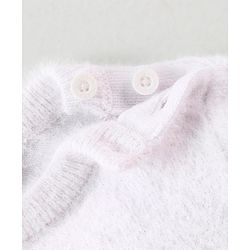 Babyhug Knitted Full Sleeves Sweater Kitty Design - Red Pink & White