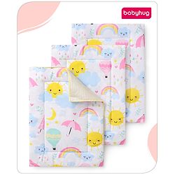 Babyhug Multi Purpose Baby Mat With Sunny Day Theme Print Set Of 3 - White