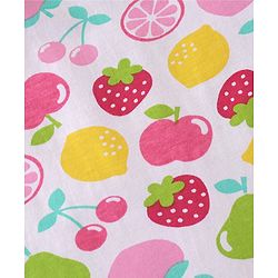 Babyhug Single Jersey Knit Half Sleeves Fruits Printed Night Suit - White