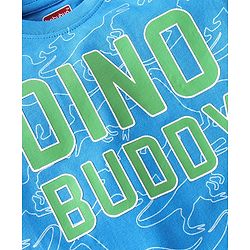 Babyhug Single Jersey Knit Half Sleeves Night Suit With Dino Print - Blue