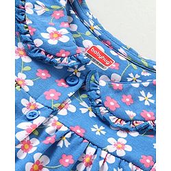 Babyhug Cotton Half Sleeves Night Suit With Floral Print - Blue