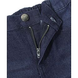 Babyhug Cotton Knit Full Length Denim Washed Jeans with Stretch Solid Colour - Dark Blue