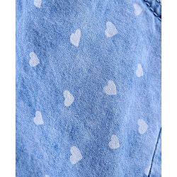 Babyhug Mid Thigh Denim Shorts Hearts Print with Belt Detailing - Blue