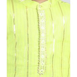 Babyhug Cotton Full Sleeves Striped Kurta Pyjama Set - Lime Green
