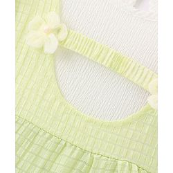 Babyhug Half Sleeves Party Frock with Floral Applique - Green & White