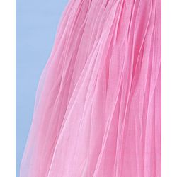 Babyhug Woven Sleeveless Fit & Flared Party Frock with Floral Embroidery & Floral Applique - Pink
