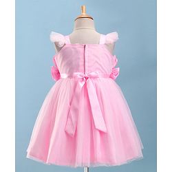 Babyhug Sleeveless Party Wear Fit And Flare Ruffle Dress With Corsage - Pink
