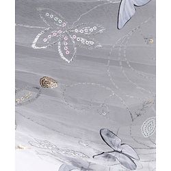 Babyhug Sleeveless Floral Embroidered & Corsage Detailing Fit & Flared Party Frock - Grey