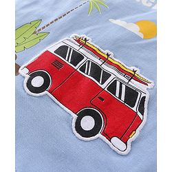 Babyhug Cotton Knit Sleeveless Tank T-Shirt with Camper Van Print - Blue