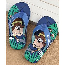 Cute Walk by Babyhug Slip On Flip Flops with Monkey Print - Blue