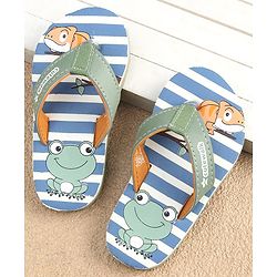 Cute Walk by Babyhug Slip On Flip Flops with Frog Print - Green