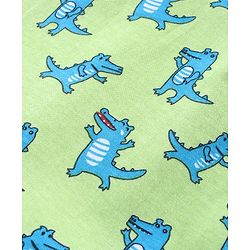 Babyhug Cotton Knit Half Sleeves Polo T-Shirt & Shorts Set With Dancing Croc Print - Green & Blue