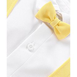 Babyhug Half Sleeves Shirt & Shorts with Suspenders Bow - Yellow