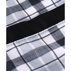 Babyhug Half Sleeves Checks Attached Waist Coat Shirt & Shorts Set with Bow - White & Black