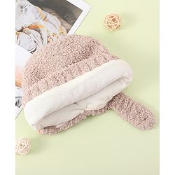 Babyhug Woollen Cap with Bear 3D Applique - Khaki