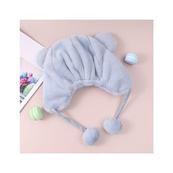 Babyhug Woolen Cap With Pom Pom Applique - Sky Blue