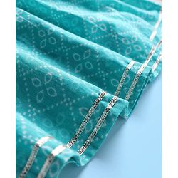 Babyhug Cotton Woven Three Fourth Sleeves Printed Kurta with Tassle Detailing & Palazzo with Dupatta Set - Blue