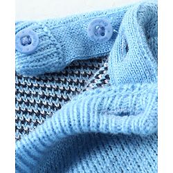 Babyhug Knitted Full Sleeves Solid Color Sweater Set - Blue