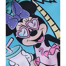 Babyhug Disney One Shoulder Sleeve V Cut Swimsuit with Minnie Mouse Print - Blue