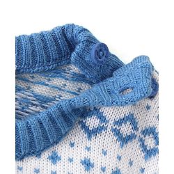 Babyhug Knit Full Sleeves All Over Design Sweater & Pant Set - Blue