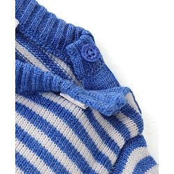 Babyhug Knit Full Sleeves Striped Sweater & Pant Set - Blue