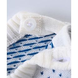 Babyhug Knitted Full Sleeves Colourblock Sweater Set - Blue White & Green