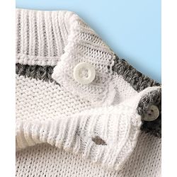 Babyhug Cotton Knit Full Sleeves Striped Sweater Set with Cap - White
