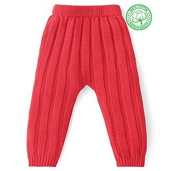 Babyhug Cable Knit Full Length Pyjama Solid Colour - Red