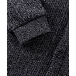 Babyhug Front Open Full Sleeves Thermal Vest & Leggings Set - Dark Grey