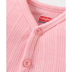 Babyhug Full Sleeves Solid Front Open Vest & Leggings Set - Pink
