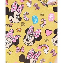 Babyhug Disney Single Jersey Half Sleeves Night Suit Minnie Mouse Print - Yellow