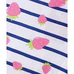 Babyhug Cotton Knit Cap Sleeve Nighty With Strawberry Print - White