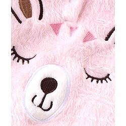 Babyhug Fur Woven Full Sleeves Hooded Winter Wear Suit With 3D Applique - Pink