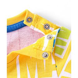Babyhug Marvel 100% Cotton Knit Half Sleeves T-Shirt with Marvel Text Print - Yellow