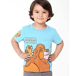 Babyhug Disney Cotton Knit Half Sleeves T- Shirt With The Lion King Graphics - Blue
