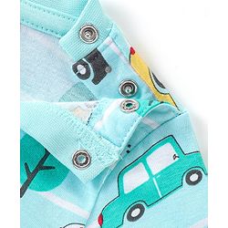 Babyhug Cotton Knit Half Sleeves Vehicles Printed Night Suit - Blue