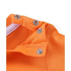 Babyhug Single Jersey Knit Beach Theme Printed Dungaree with Half Sleeves T-Shirt - Orange & Blue