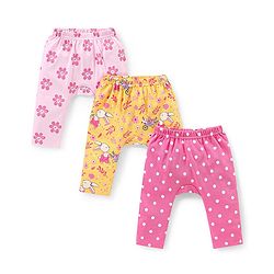 Babyhug Interlock Full Length Diaper Leggings Floral & Polka Dots Print Pack of 3 - Multicolour