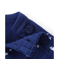 Babyhug Full Sleeve & Sleeveless Thermal Vests & Pant Set With Space Theme Print - Blue