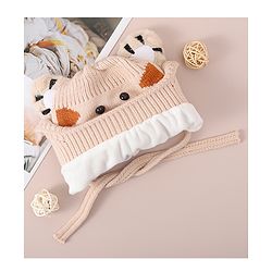 Babyhug Woollen Cap With Tiger Design - Blue