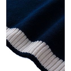 Babyhug Knitted Full Sleeves Sweater Set with Stripes & Text Design - Navy