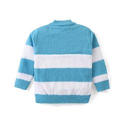 Babyhug Knitted Full Sleeves Striped Sweater Set with Cap & Booties - Blue