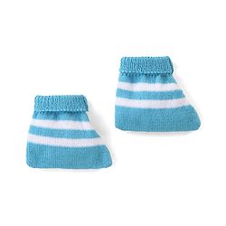 Babyhug Knitted Full Sleeves Striped Sweater Set with Cap & Booties - Blue